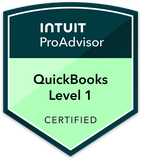 QuickBooks Online Level 1 certification badge